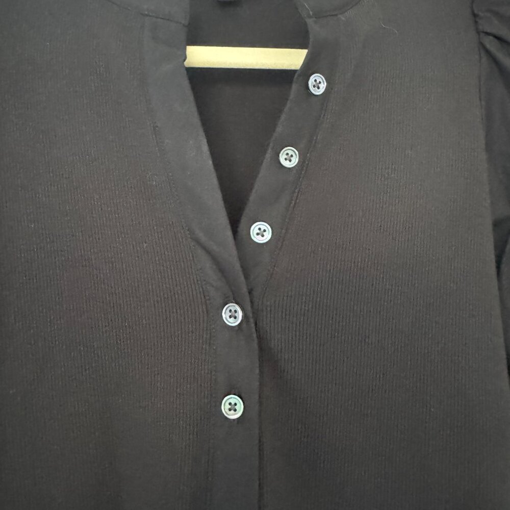 Veronica Beard Coralee Puff-Sleeve Top in Black - Picture 3 of 5